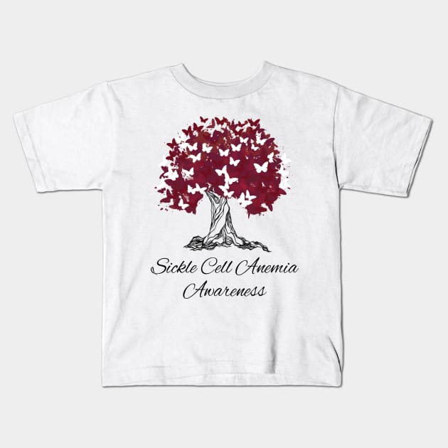 Sickle Cell Anemia Awareness Butterfly Support Kids T-Shirt by MerchAndrey